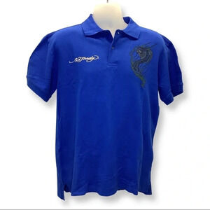 Ed Hardy Size 2XL Men’s Bright Blue Polo Shirt.
100% Cotton. New With Tags